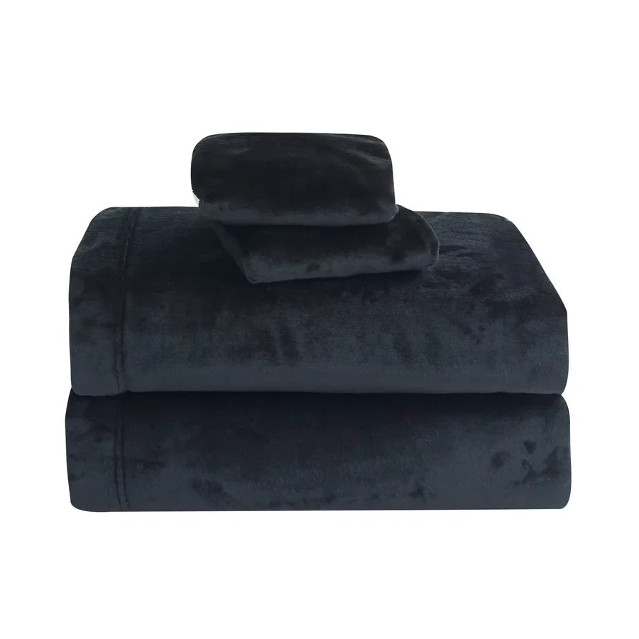 4-Piece Velvet Plush Flannel Sheet Set kuyami